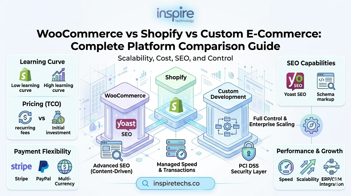 Custom Ecommerce Website Development vs Shopify vs WooCommerce