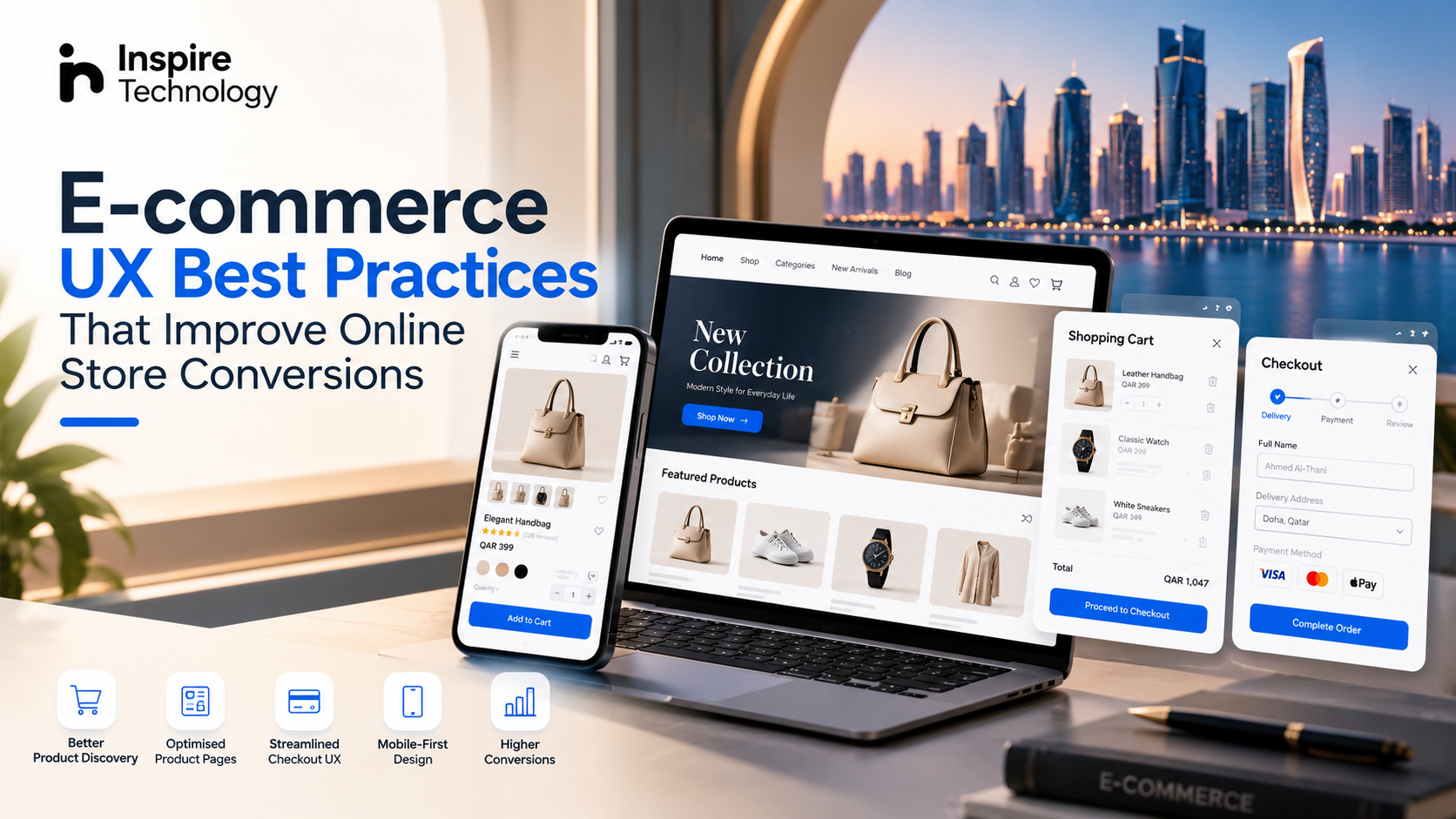 ecommerce UI design, checkout UX, product page UX, cart abandonment, ecommerce user experience, online store design, mobile commerce, product discovery, conversion rate optimisation, shopping journey, website navigation, payment experience, customer journey, responsive ecommerce design